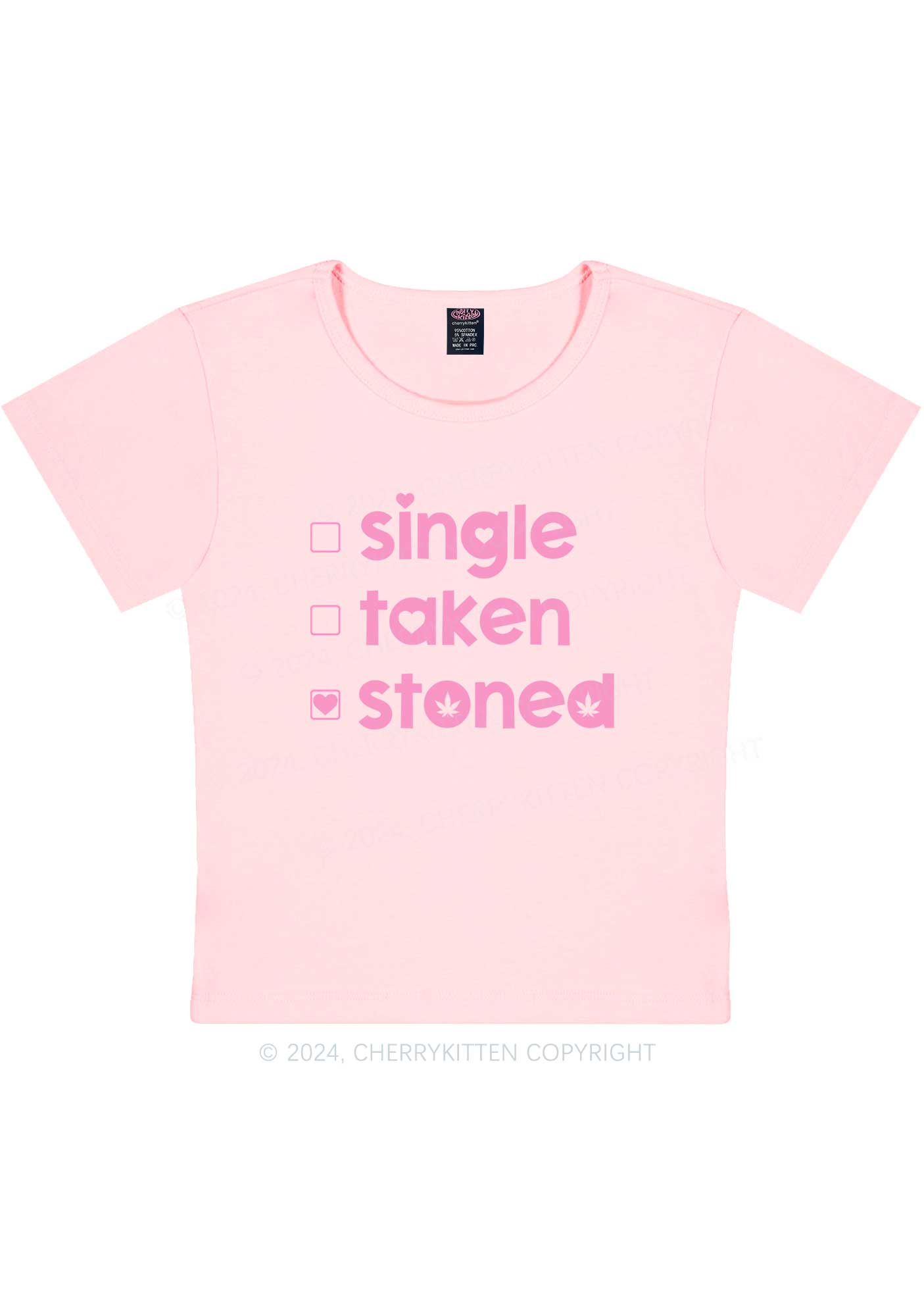 Single Taken Stoned Y2K Valentine's Day Baby Tee Cherrykitten