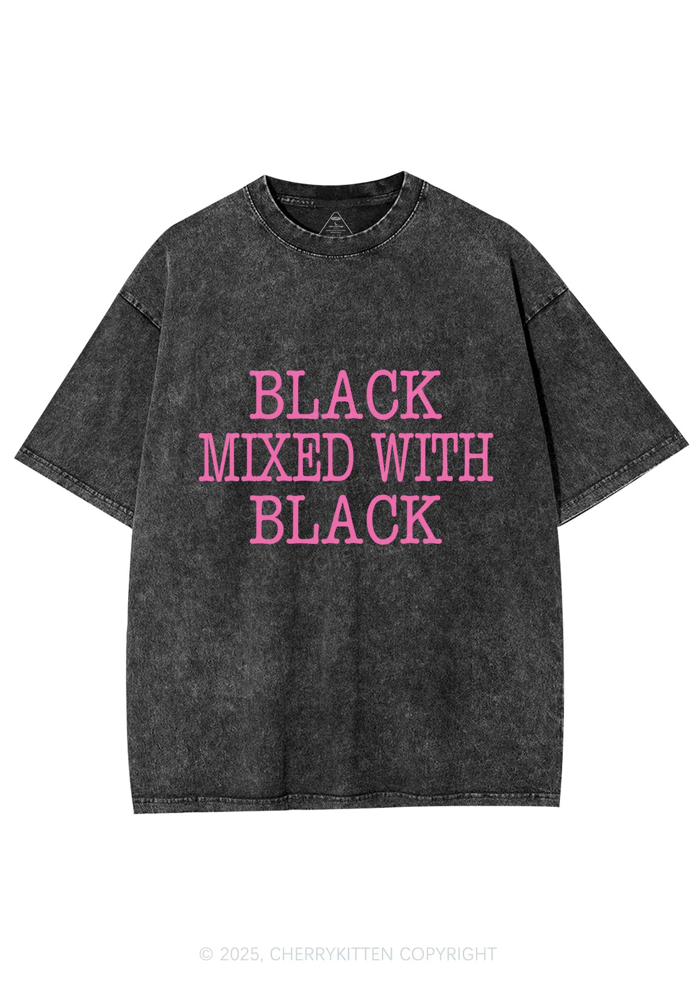 Black Mixed With Black Y2K Washed Tee Cherrykitten