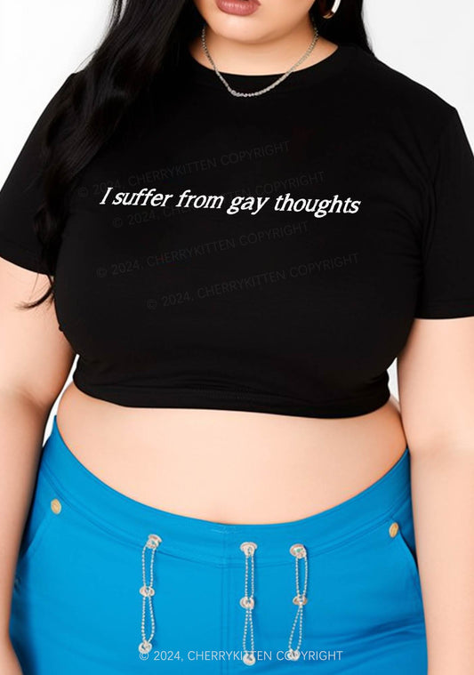 Curvy Suffer From Gay Thoughts Y2K Baby Tee Cherrykitten