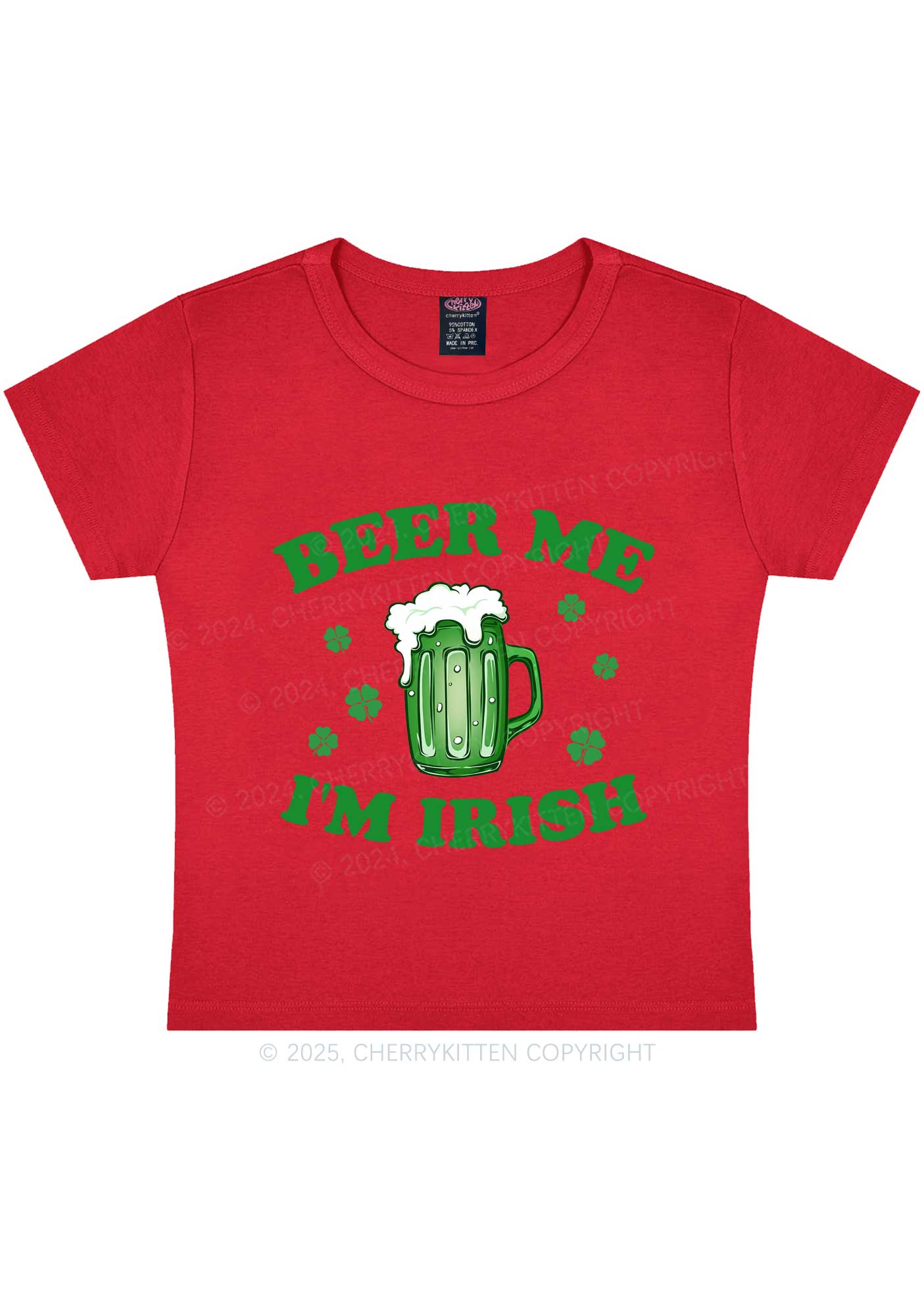 Beer Me Im Irish St Patricks Y2K Baby Tee Cherrykitten