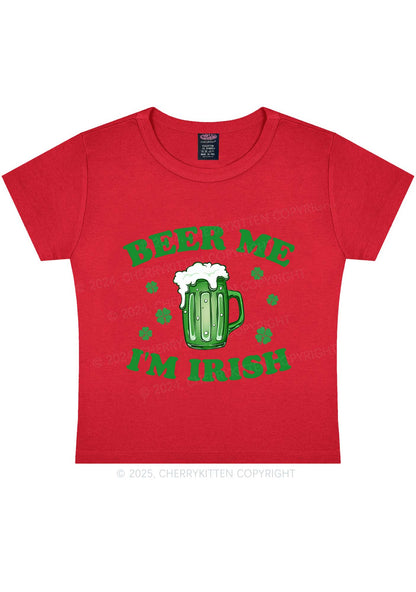 Beer Me Im Irish St Patricks Y2K Baby Tee Cherrykitten