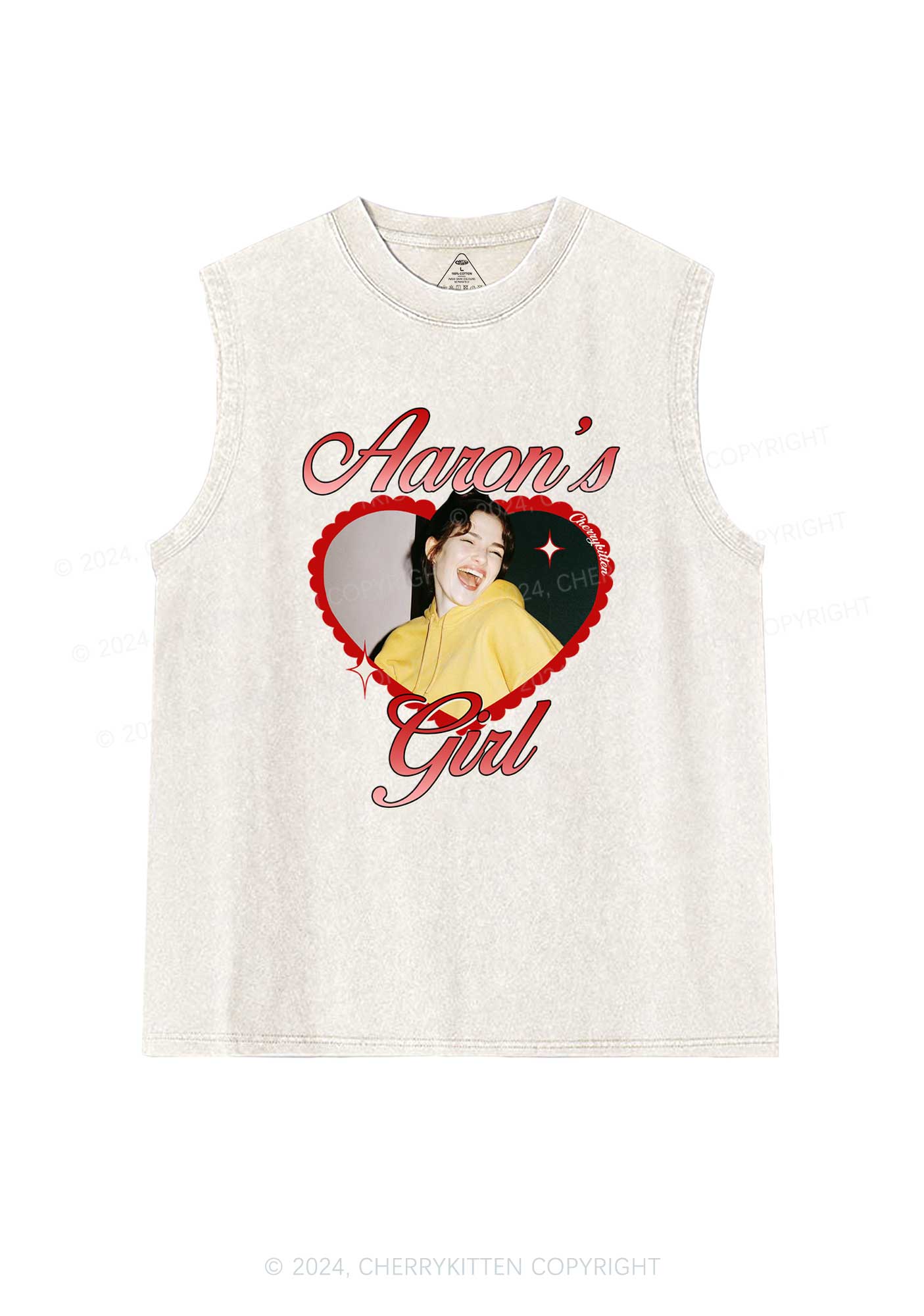 Custom Aarons Girl Y2K Valentine's Day Washed Tank Cherrykitten