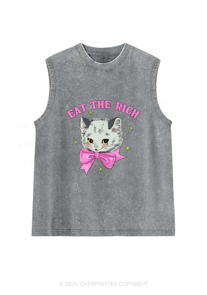 Eat Rich Cat Y2K Washed Tank Cherrykitten