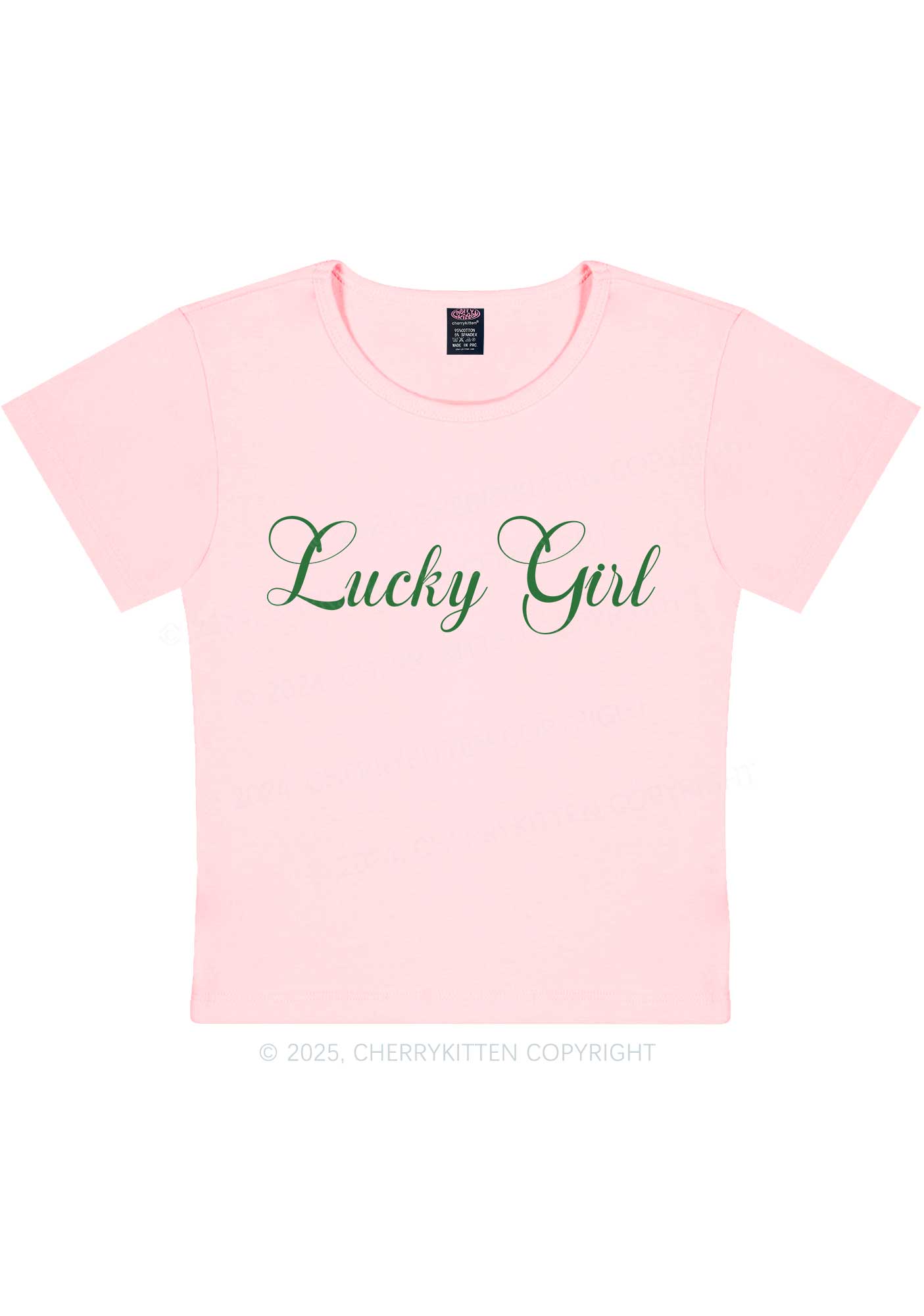 Lucky Girl St Patricks Y2K Baby Tee Cherrykitten