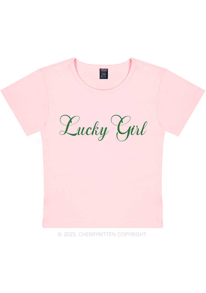 Lucky Girl St Patricks Y2K Baby Tee Cherrykitten