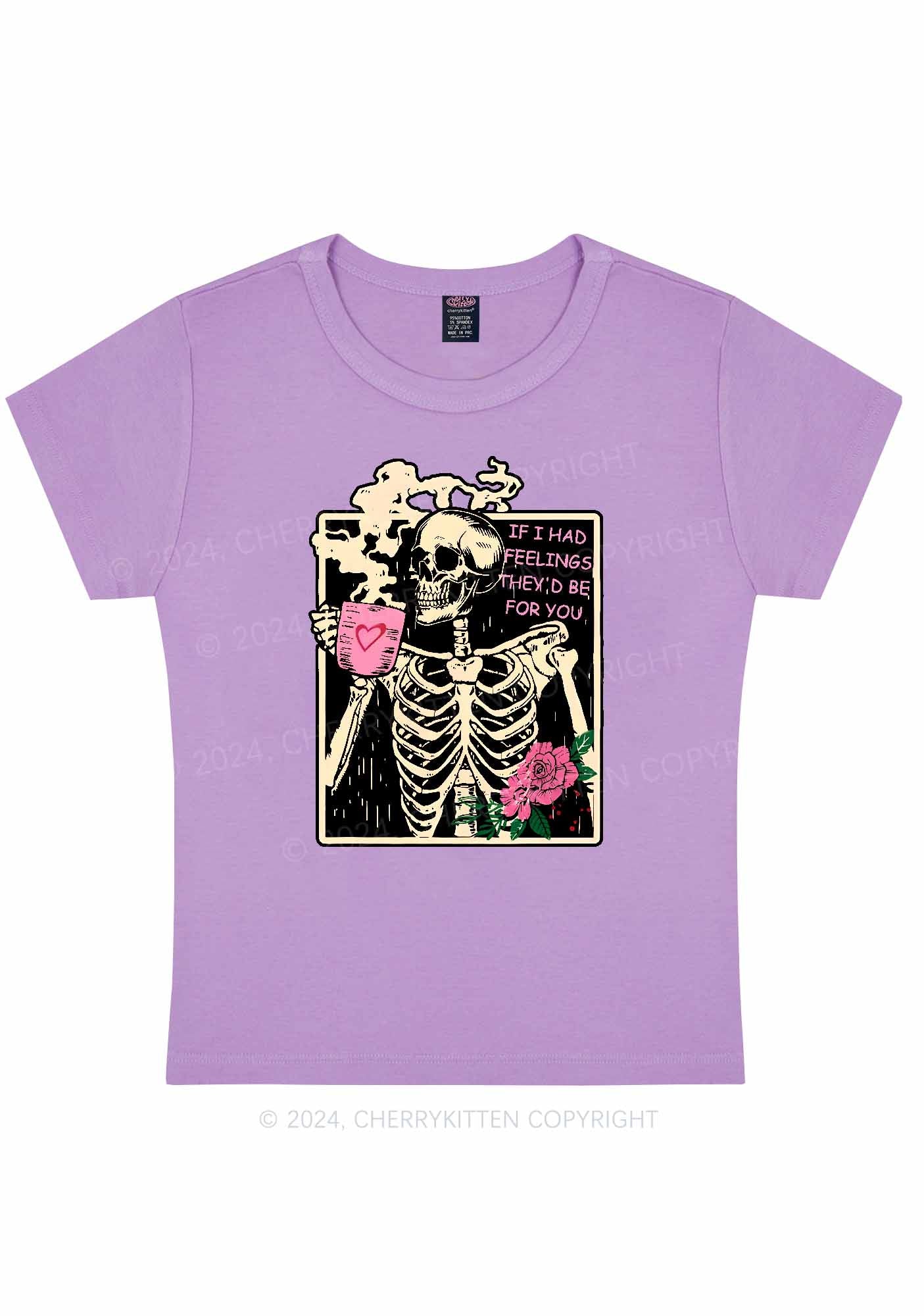 Skeleton Had Feelings Y2K Valentine's Day Baby Tee Cherrykitten