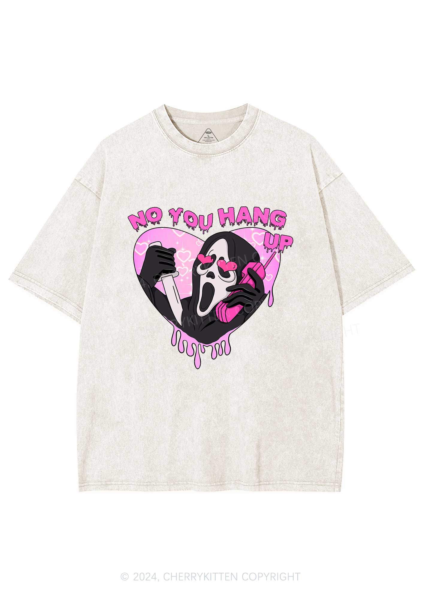 No You Hang Up Y2K Valentine's Day Washed Tee Cherrykitten