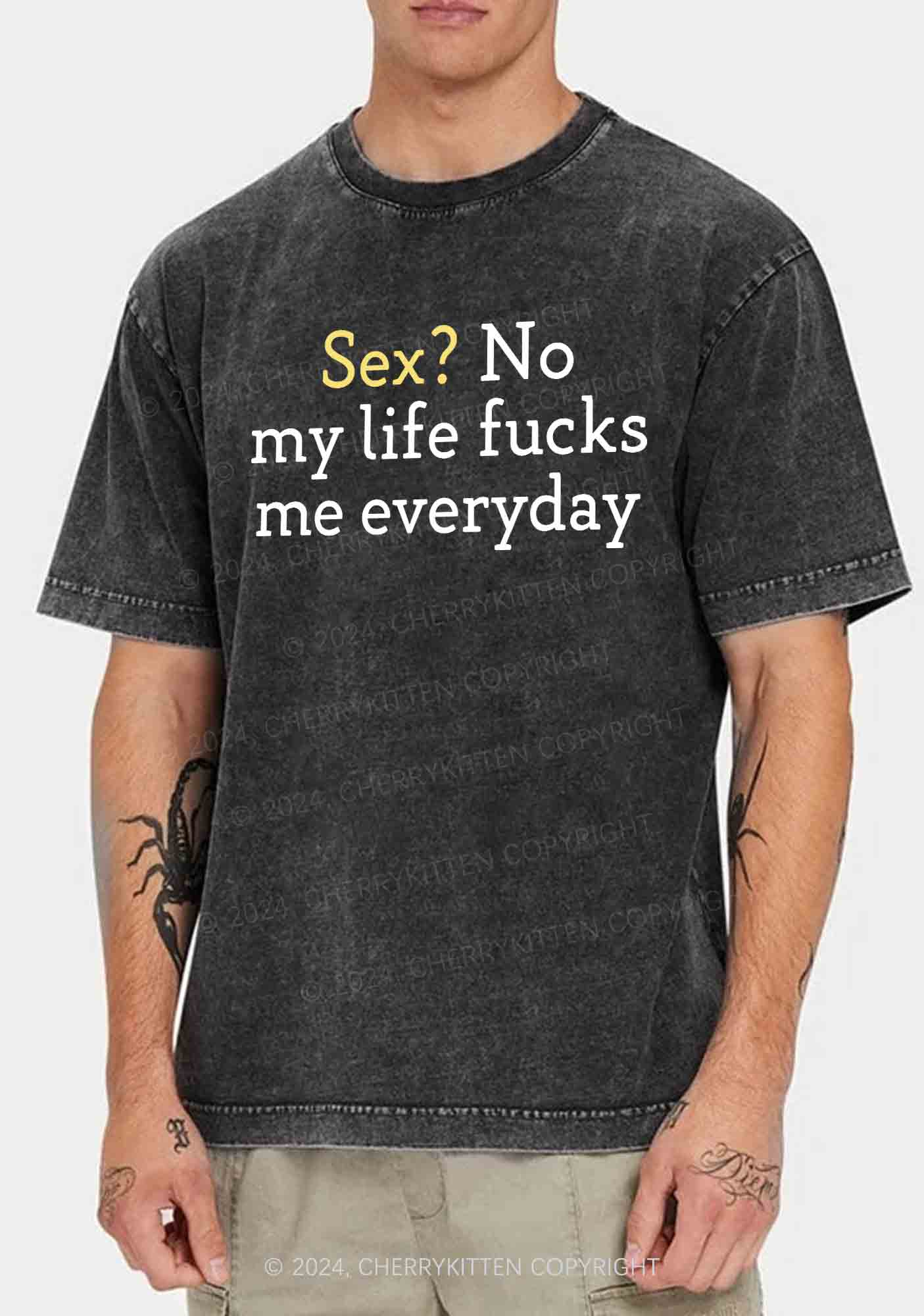 My Life Fxcks Me Everyday Y2K Washed Tee Cherrykitten