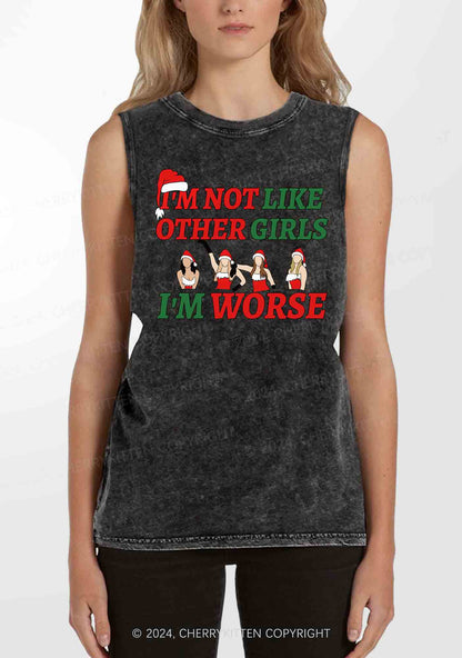 Christmas I'm Worse Y2K Washed Tank Cherrykitten