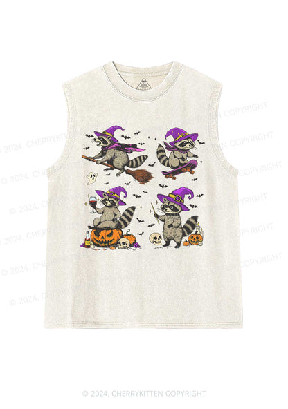 Halloween Raccoon Witch Y2K Washed Tank Cherrykitten