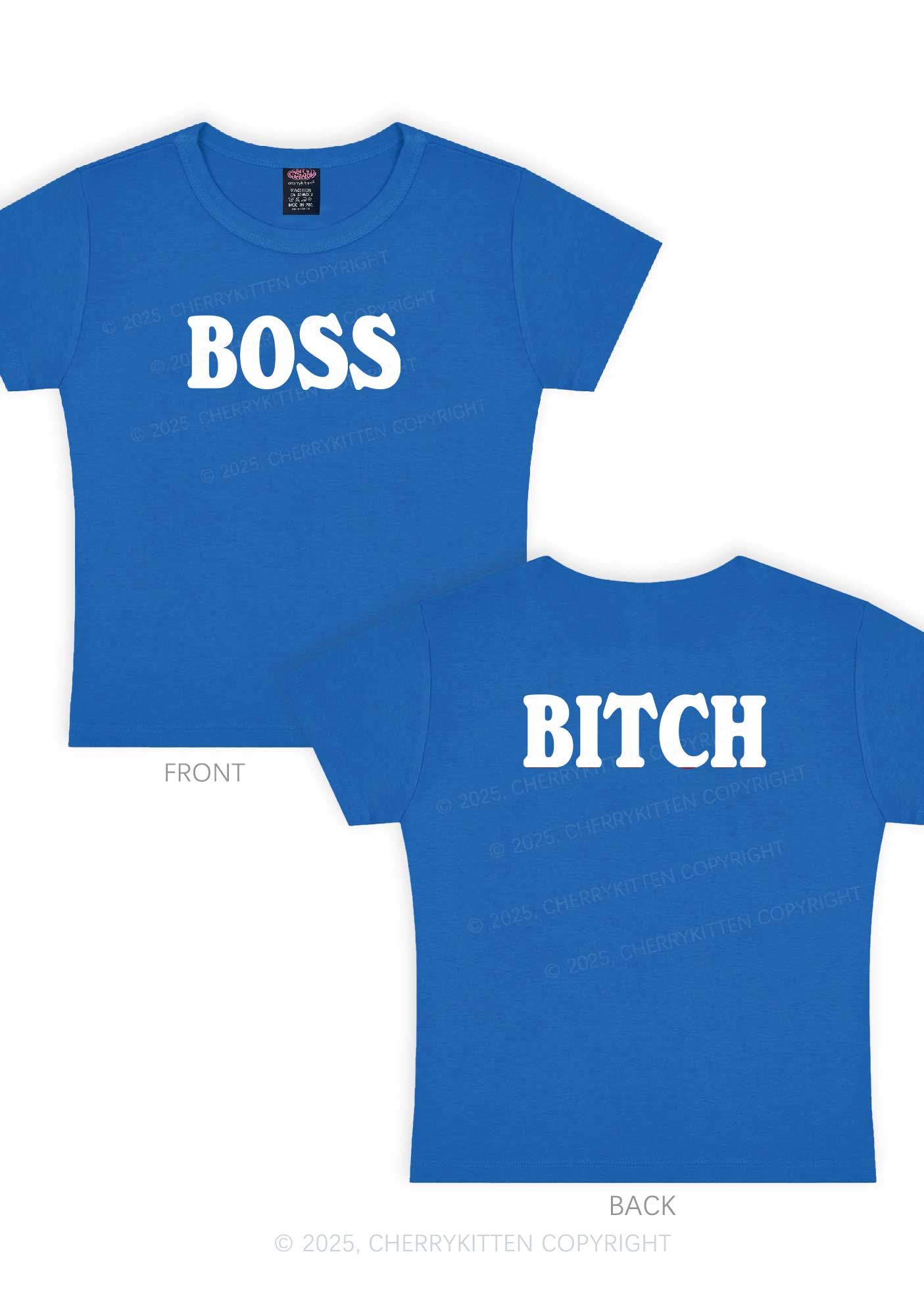 Boss Bixxh Two Sides Y2K Baby Tee Cherrykitten