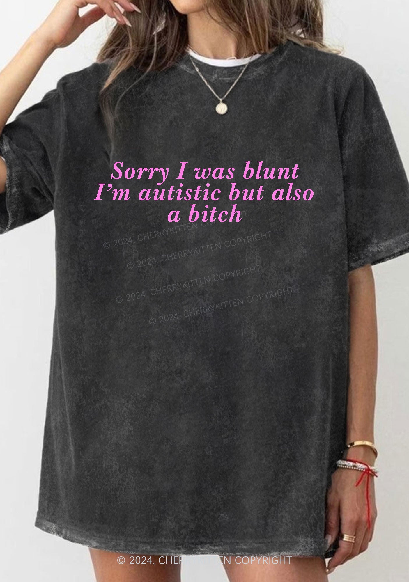 Sorry I Was Blunt Y2K Washed Tee Cherrykitten