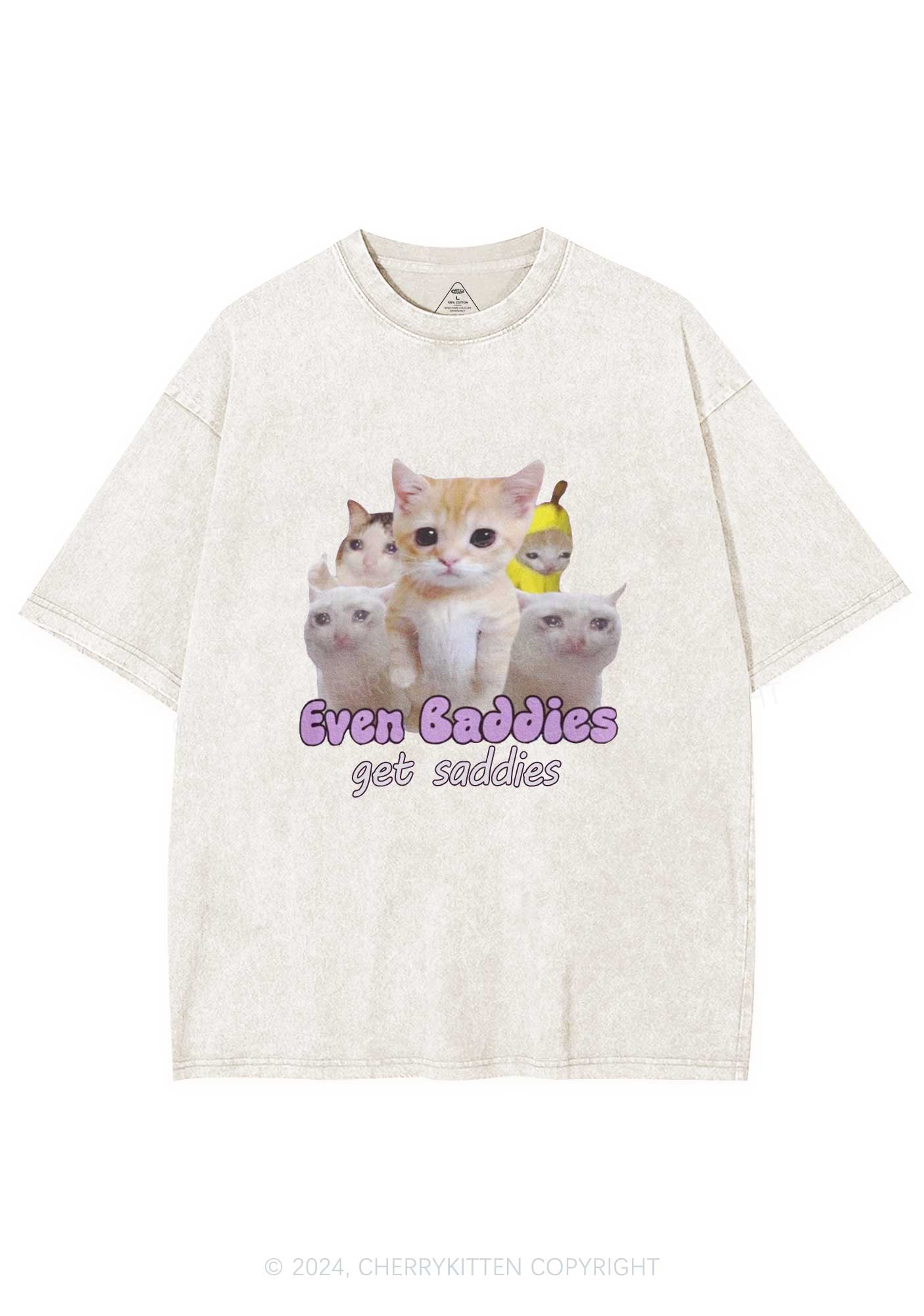 Saddies Five Cats Y2K Washed Tee Cherrykitten