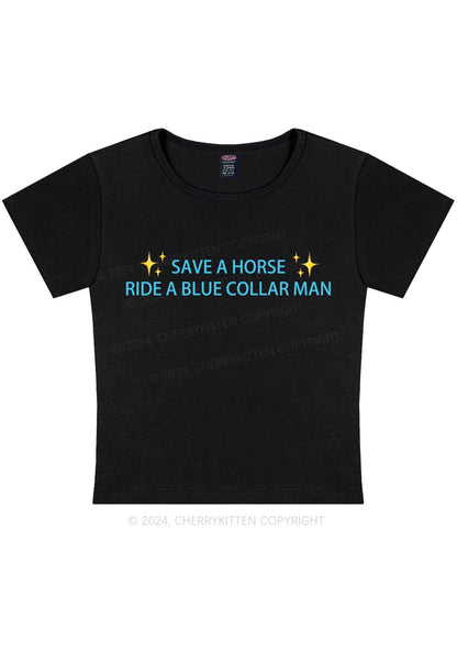 Blue Collar Man Y2K Baby Tee Cherrykitten