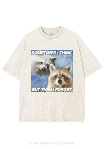 Raccoon Sometimes Think Y2K Washed Tee Cherrykitten