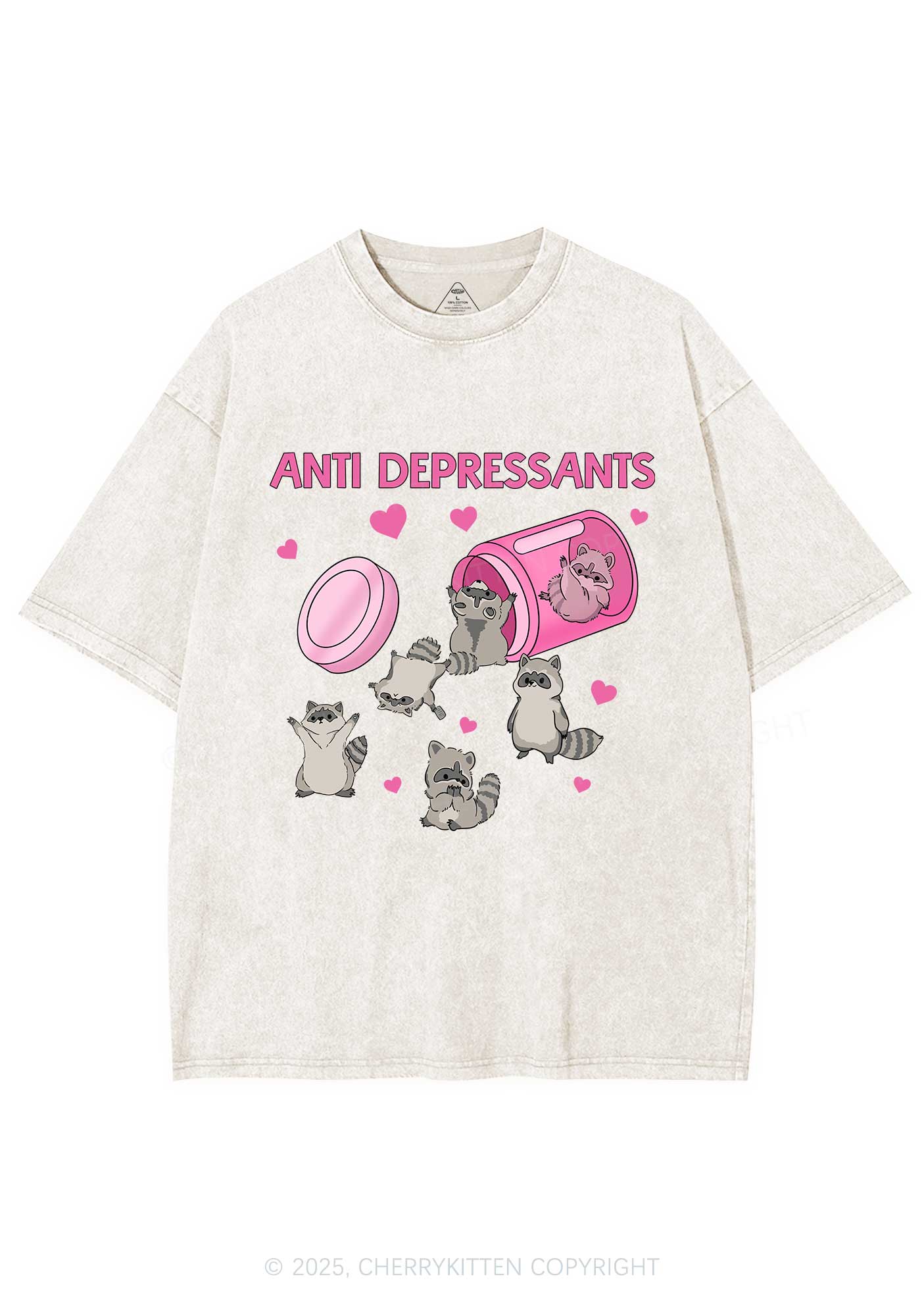 Anti Depressants Raccoon Y2K Washed Tee Cherrykitten