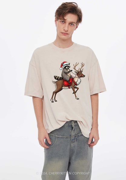 Christmas Feral Raccoon Y2K Washed Tee Cherrykitten