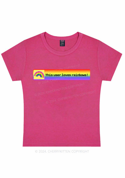 Curvy This User Loves Rainbows Y2K Baby Tee Cherrykitten