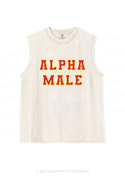 Red Alpha Male Y2K Washed Tank Cherrykitten