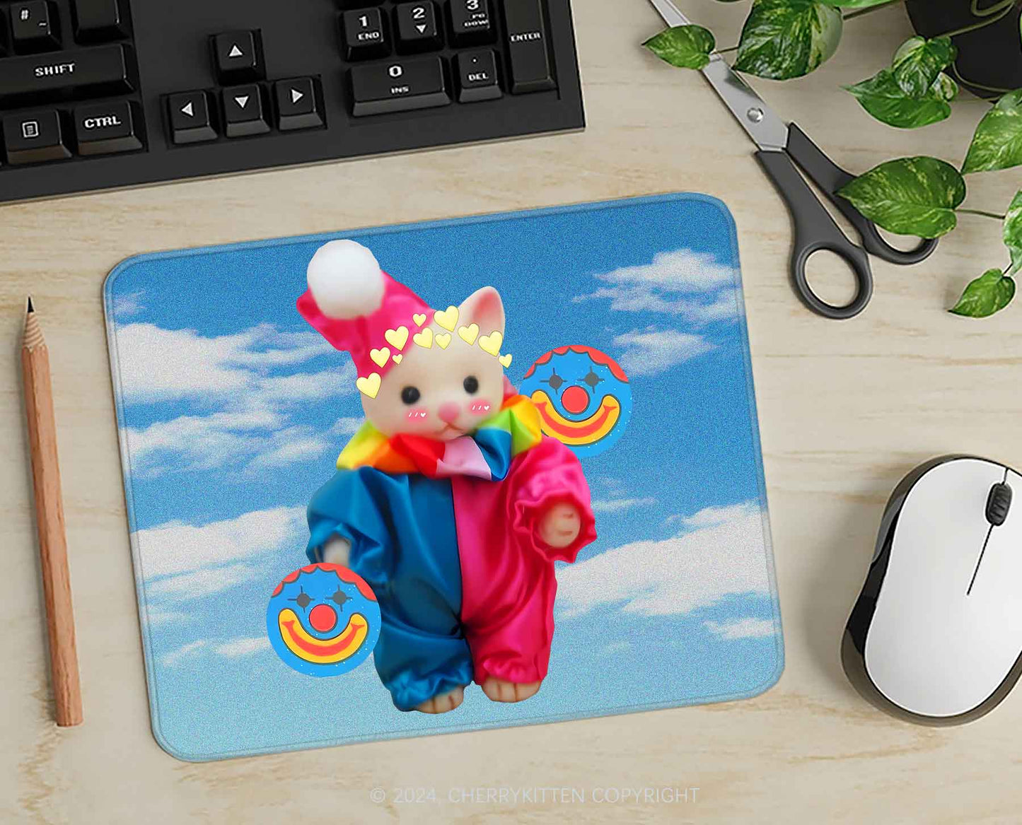 Chat Clown Y2K Mousepad Cherrykitten