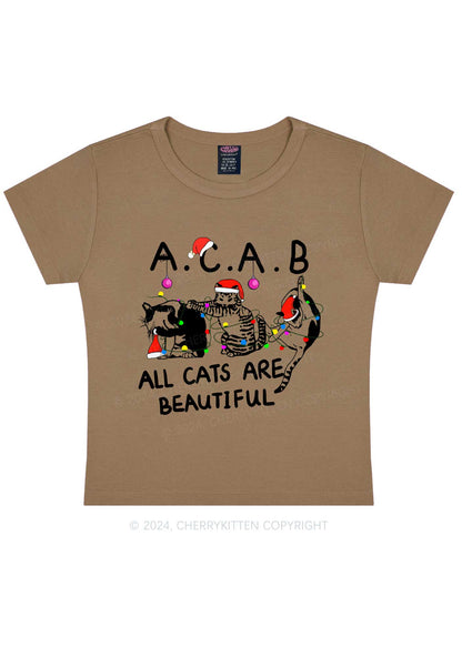 Christmas ACAB Cats Y2K Baby Tee Cherrykitten