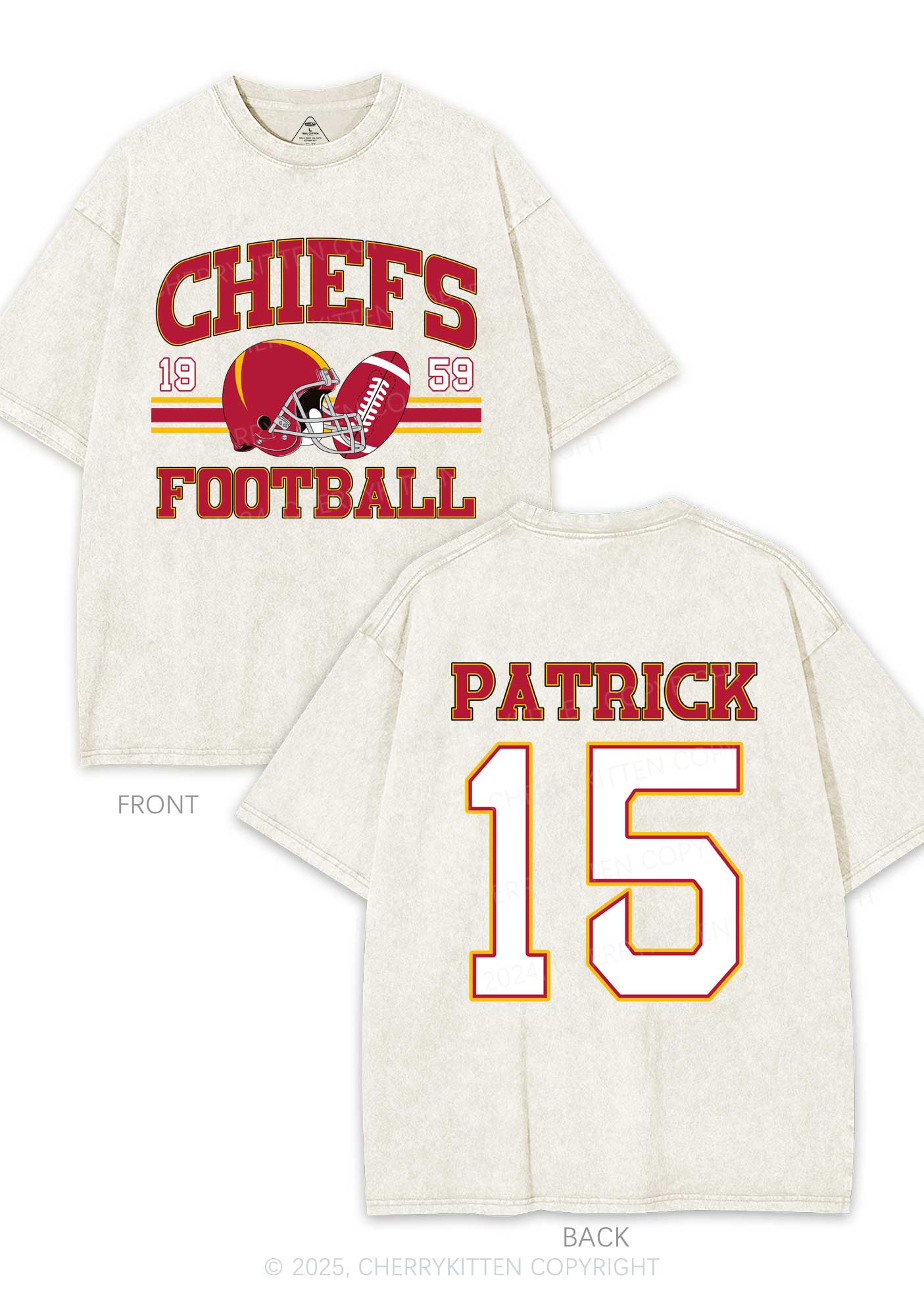 Custom Football Team Y2K Super Bowl Washed Tee Cherrykitten