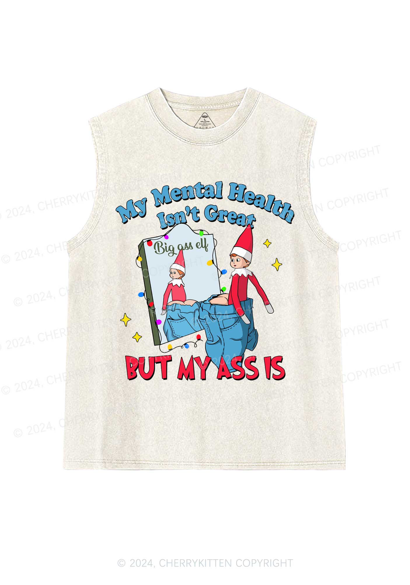 Christmas Big Axx Elf Y2K Washed Tank Cherrykitten