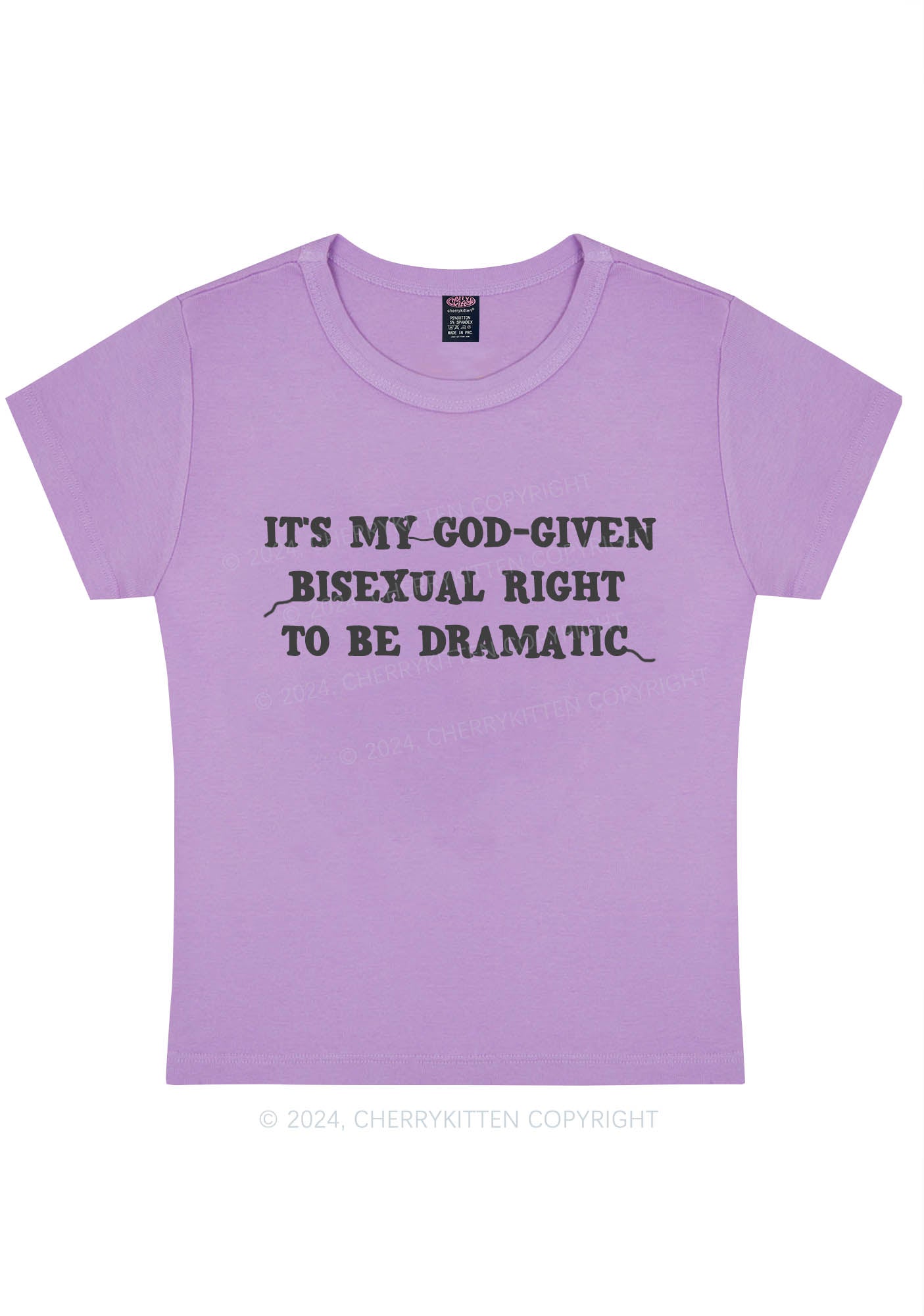 Curvy  God-Given Bisexual Right Y2K Baby Tee Cherrykitten