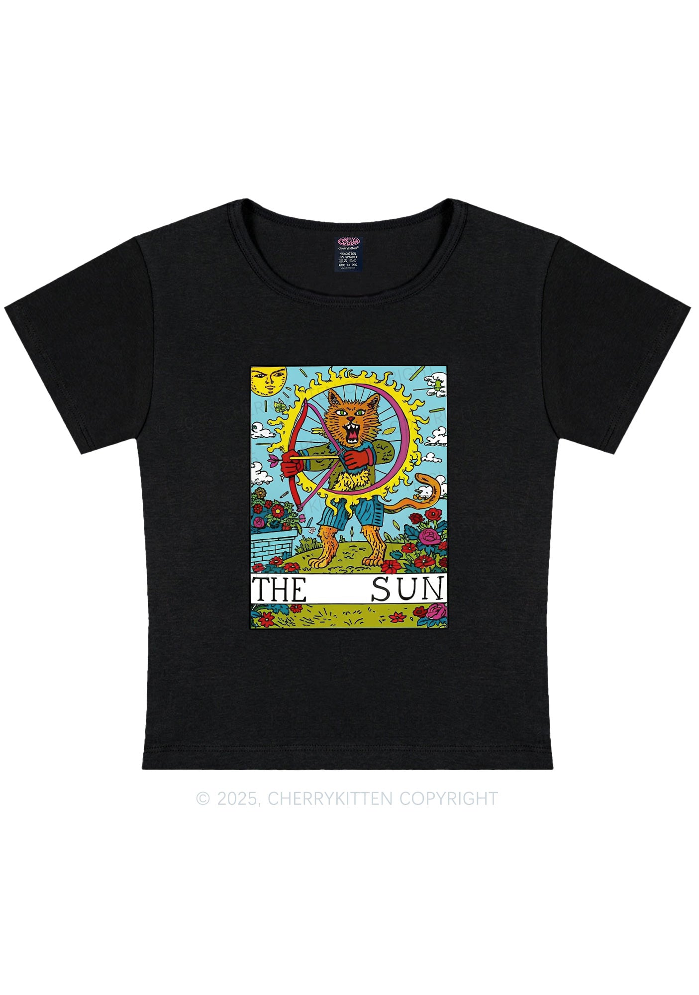 The Sun Cat Y2K Baby Tee Cherrykitten