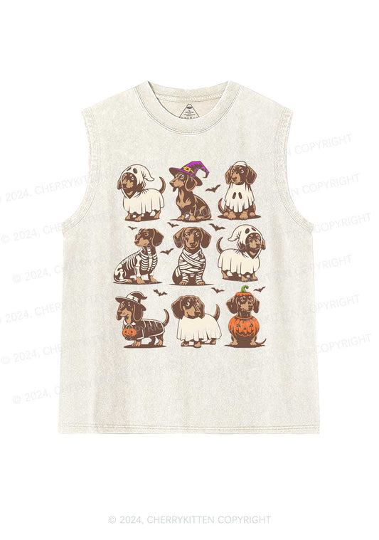 Halloween Dachshund Y2K Washed Tank Cherrykitten