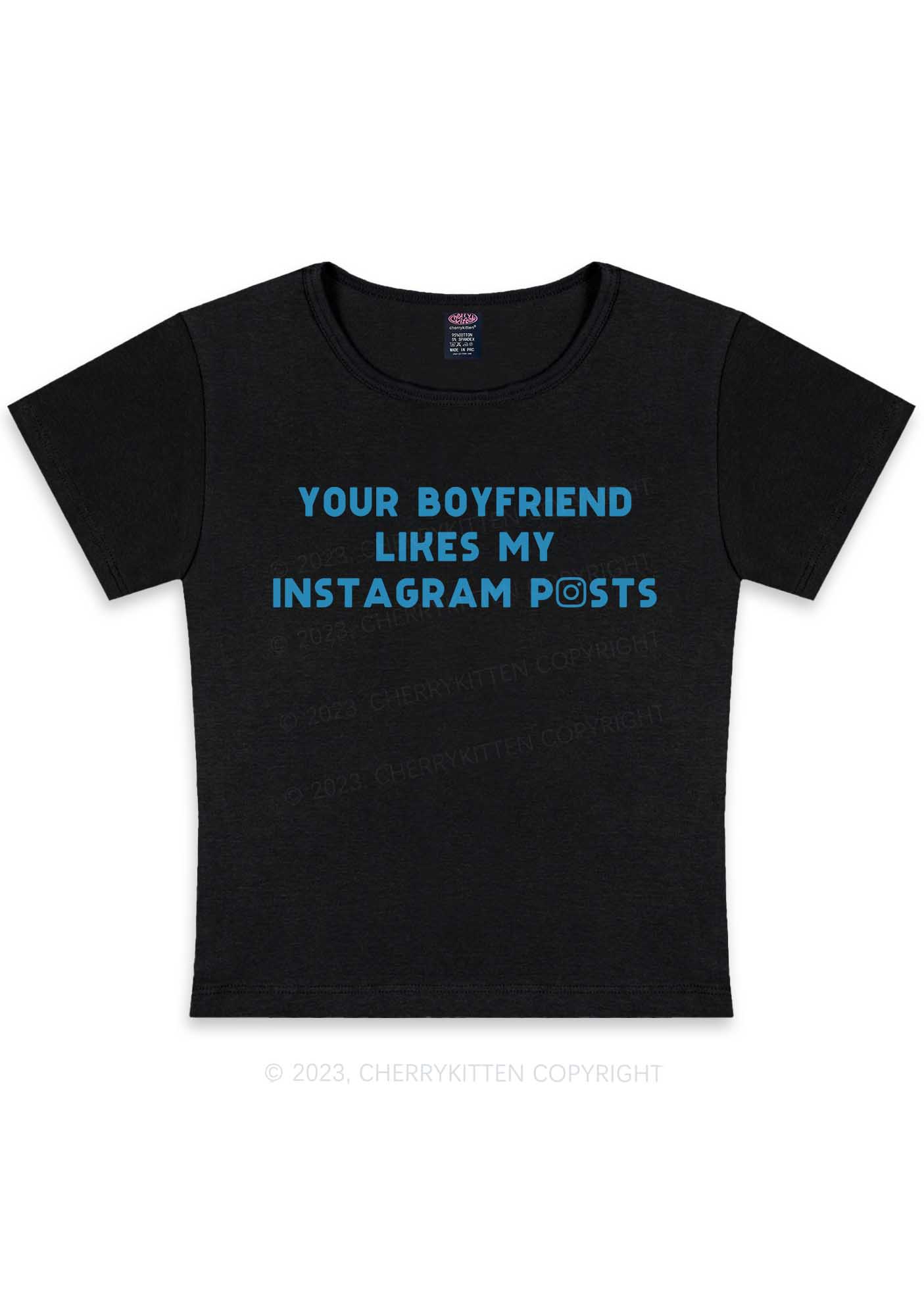 Curvy Your BF Likes My Posts Y2K Baby Tee Cherrykitten