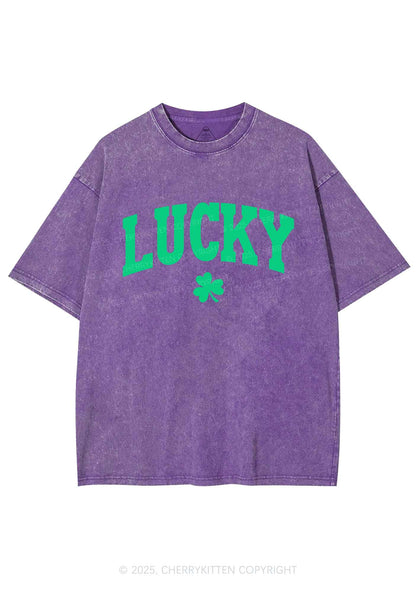 Lucky Shamrock St Patricks Y2K Washed Tee Cherrykitten