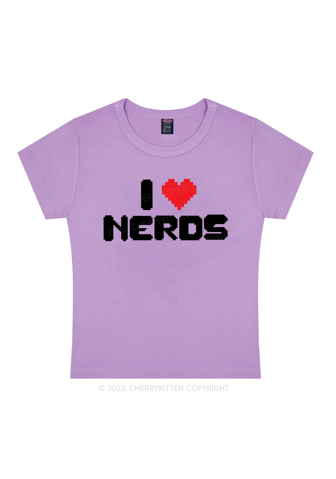 Curvy Pixel I Love Nerds Y2K Baby Tee Cherrykitten