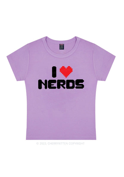 Curvy Pixel I Love Nerds Y2K Baby Tee Cherrykitten