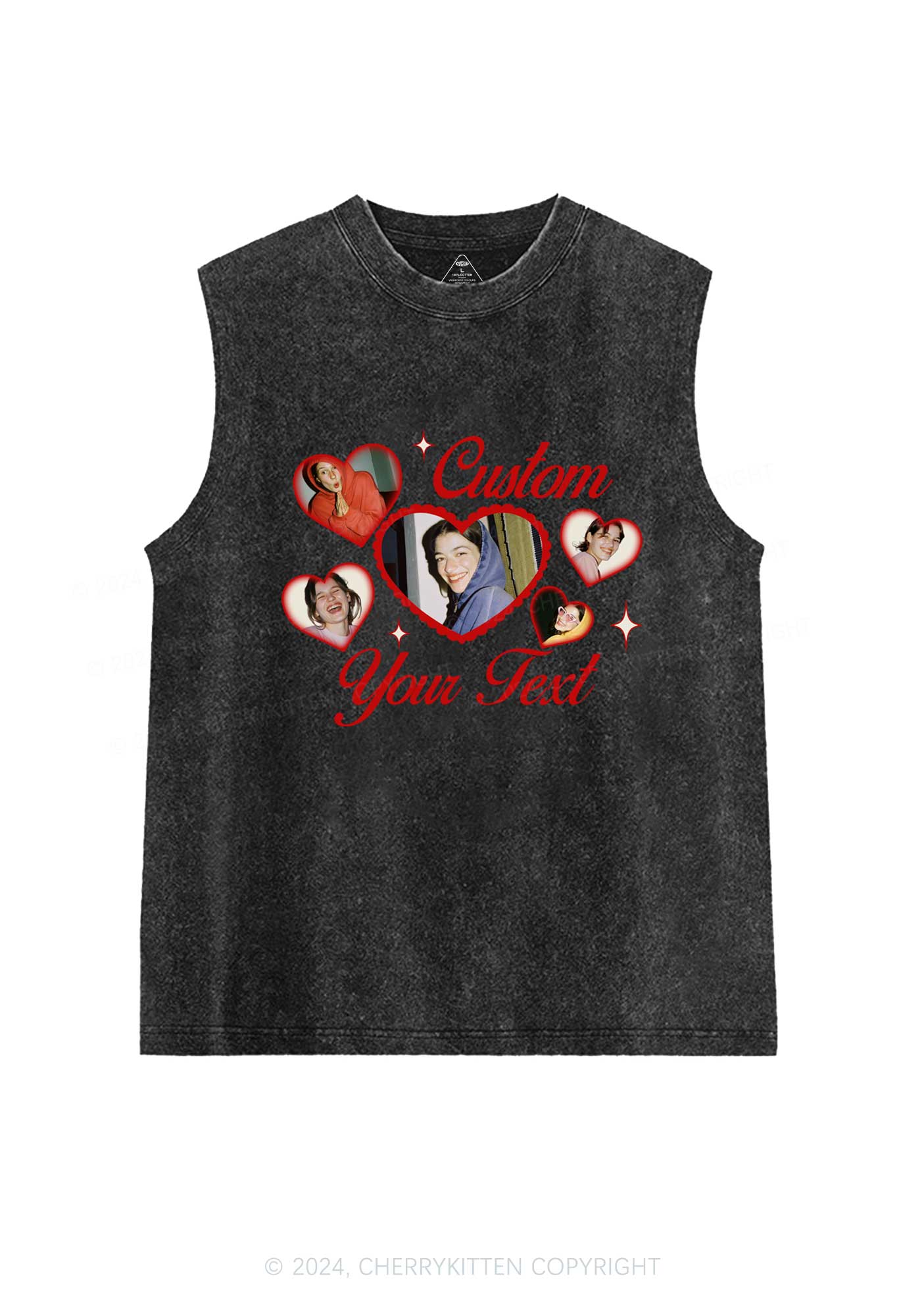 Custom Boyfriend Photos Y2K Valentine's Day Washed Tank Cherrykitten