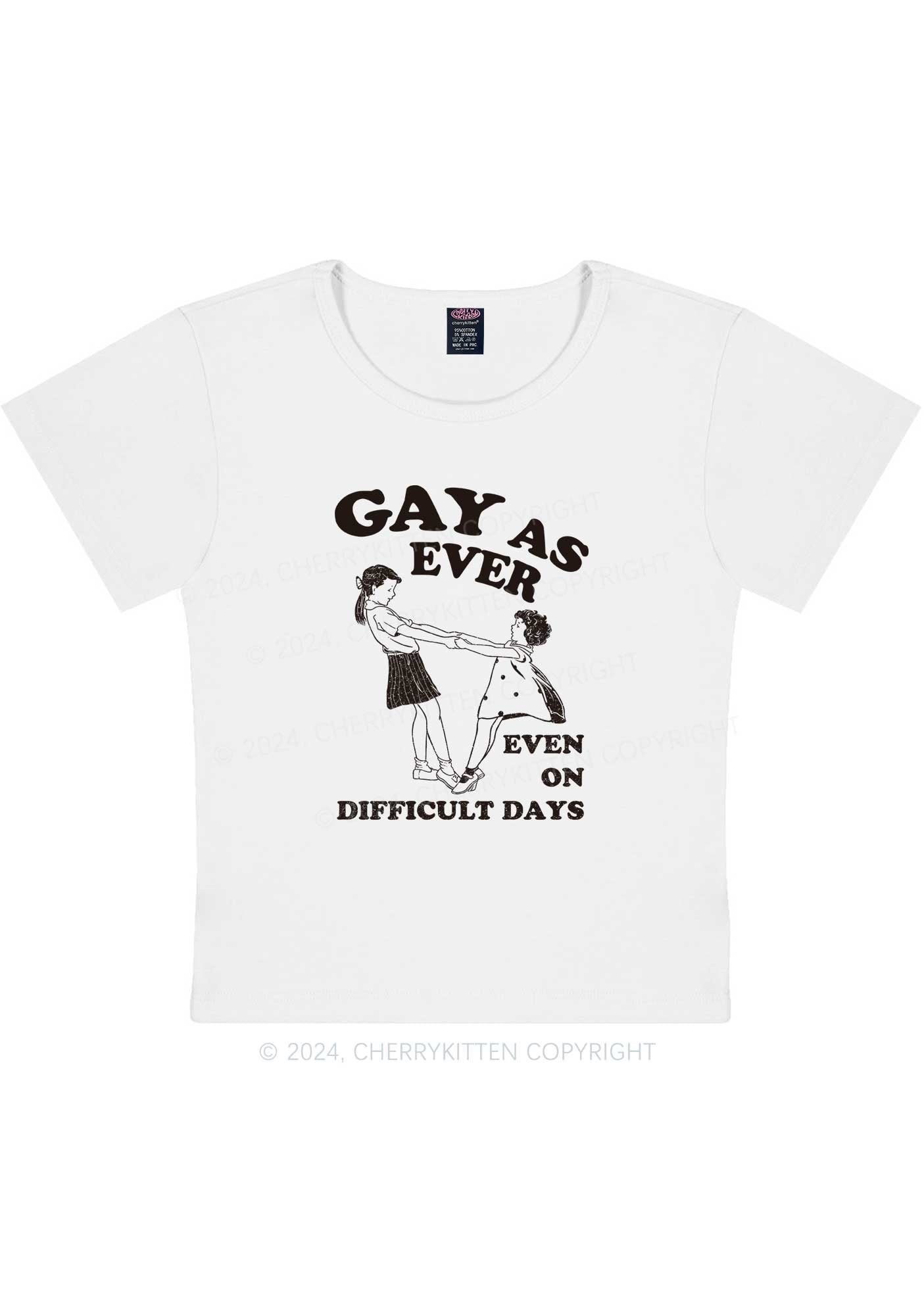 Curvy Gay As Ever Y2K Baby Tee Cherrykitten