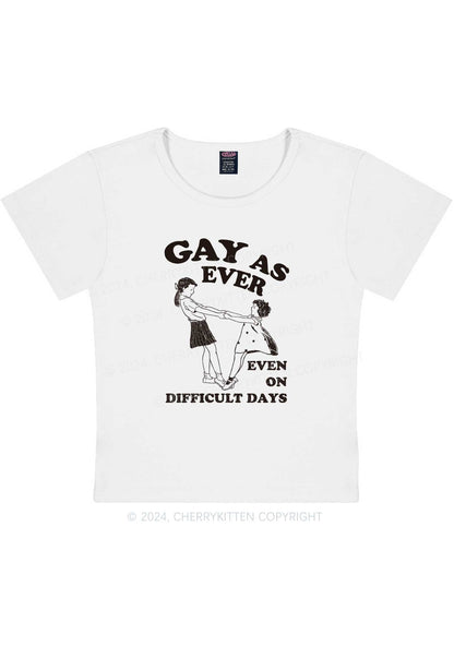 Curvy Gay As Ever Y2K Baby Tee Cherrykitten