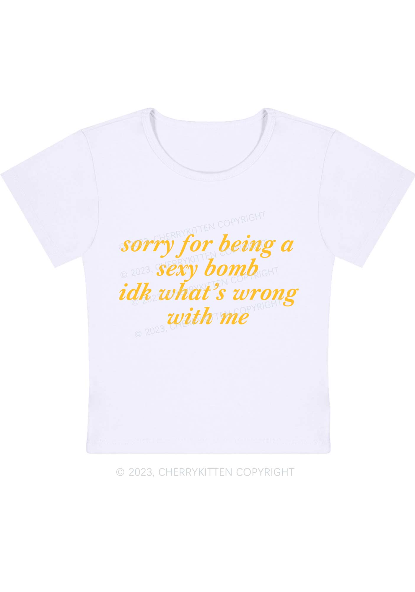 Curvy Sorry For Being A Bomb Y2K Baby Tee Cherrykitten