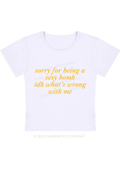 Curvy Sorry For Being A Bomb Y2K Baby Tee Cherrykitten