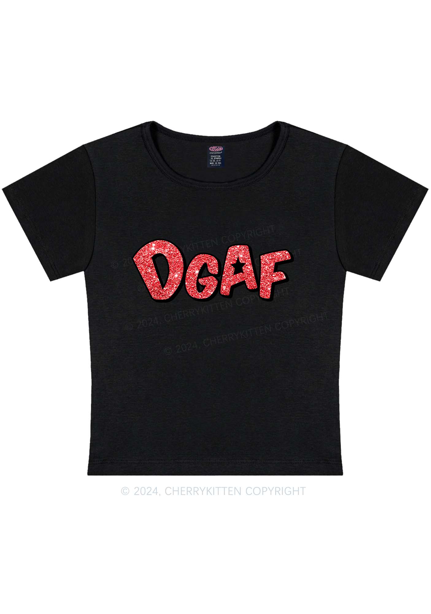 Curvy DGAF Lip Print Y2K Baby Tee Cherrykitten