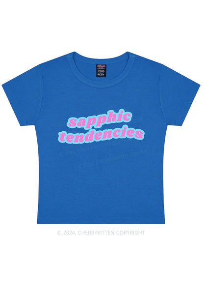 Sapphic Tendencies Y2K Baby Tee Cherrykitten