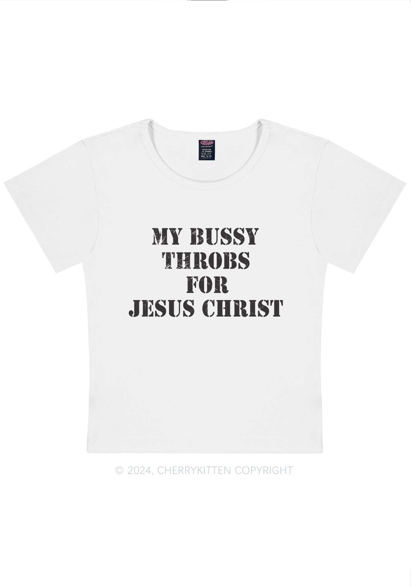 Curvy Throb For Jesus Y2K Baby Tee Cherrykitten