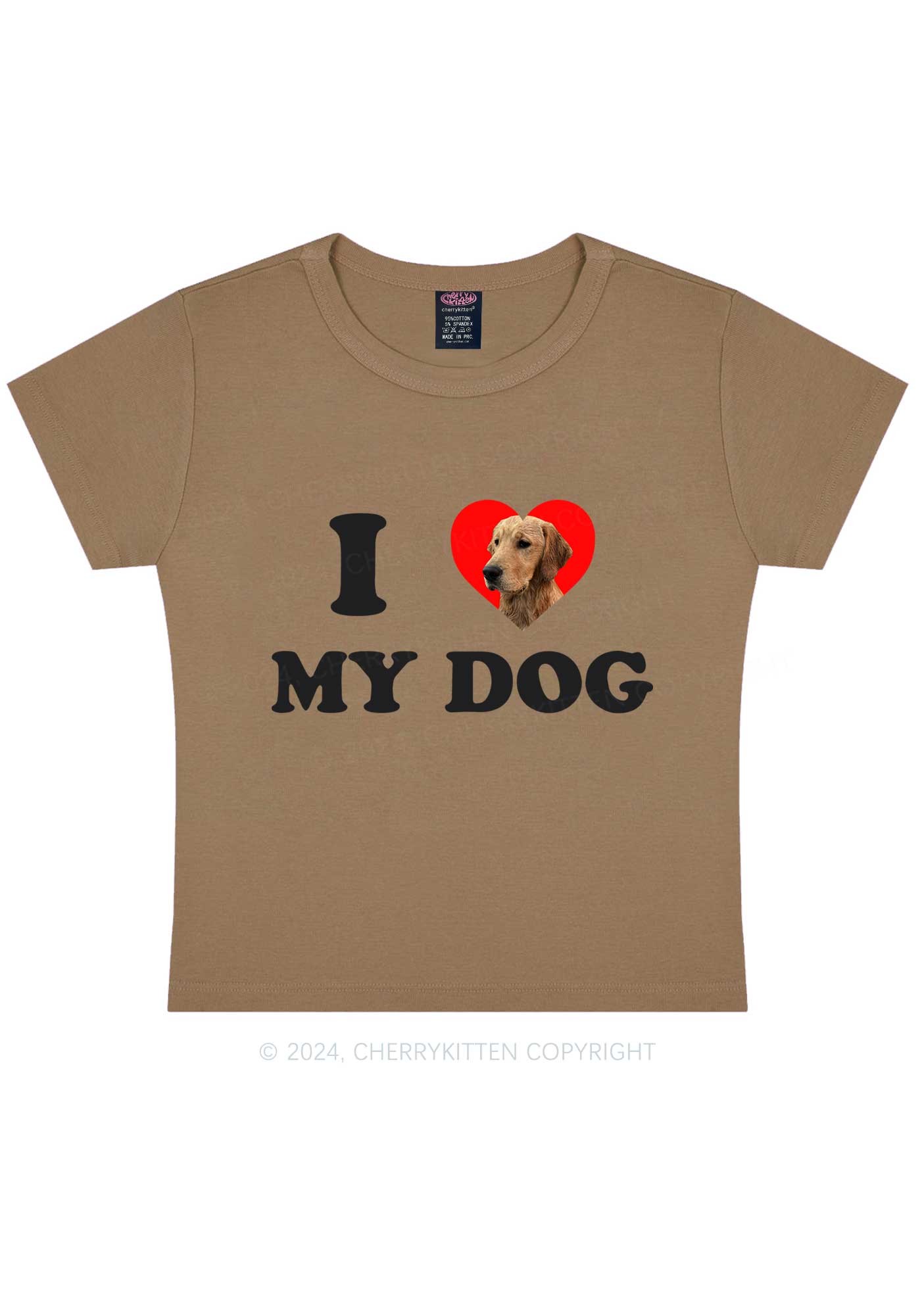 I Love My Dog Custom Photo Y2K Baby Tee Cherrykitten