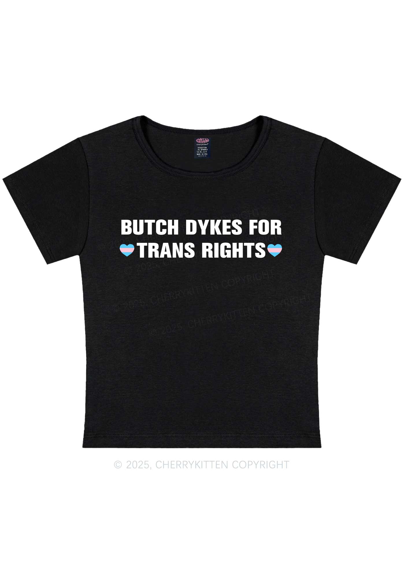 Butch Dykes For Trans Rights Y2K Baby Tee Cherrykitten