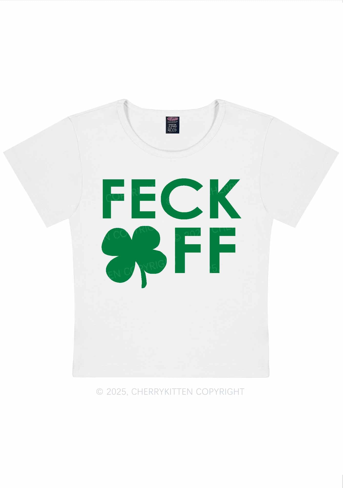 Feck Off St Patricks Y2K Baby Tee Cherrykitten