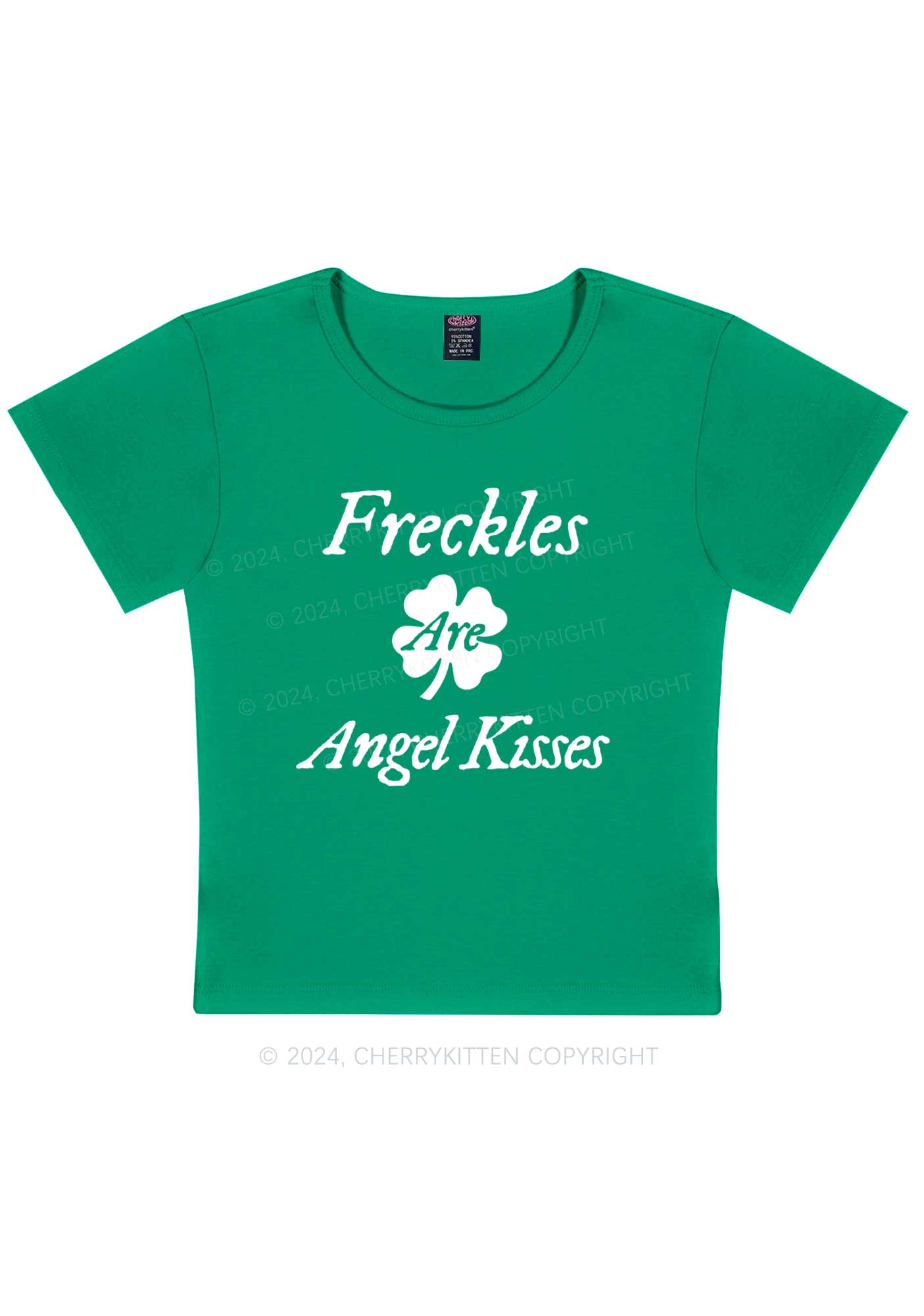 Freckles Are Angel Kisses St Patricks Y2K Baby Tee Cherrykitten