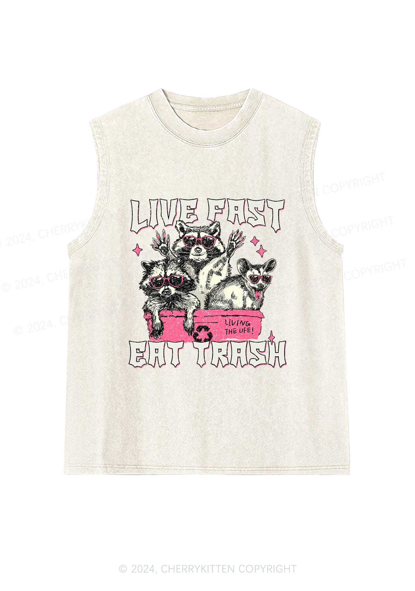 Live Fast Eat Trash Y2K Washed Tank Cherrykitten