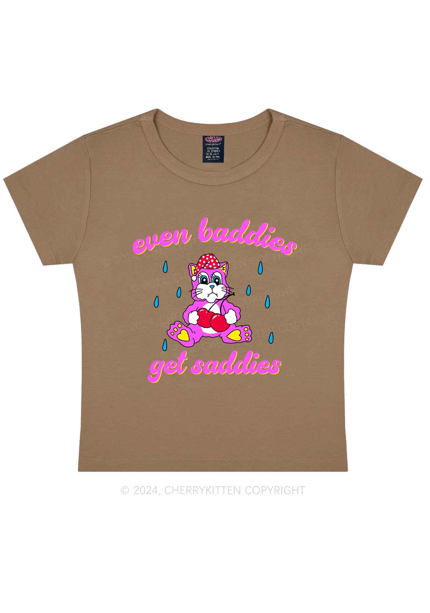 Baddies Got Saddies Cat Y2K Baby Tee Cherrykitten