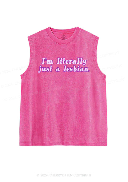 Literally Just A Lesbian Y2K Washed Tank Cherrykitten