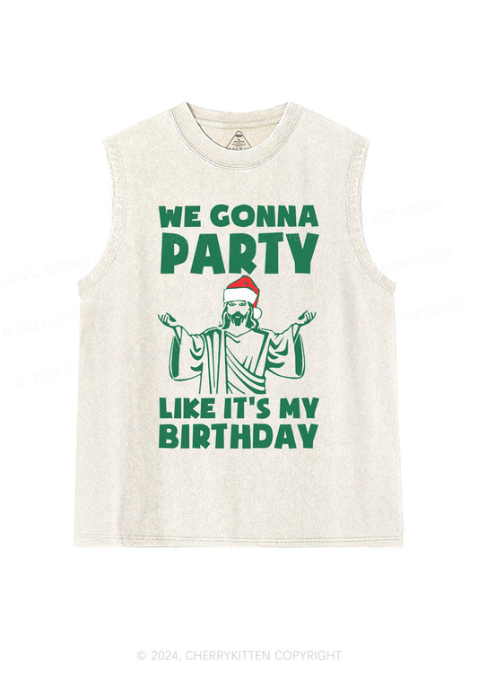 Christmas We Gonna Party Y2K Washed Tank Cherrykitten